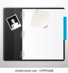 notebook with black cover. Vector design.