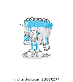the notebook blowing nose character. cartoon mascot vector