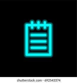 Notebook blue glowing neon ui ux icon. Glowing sign logo vector
