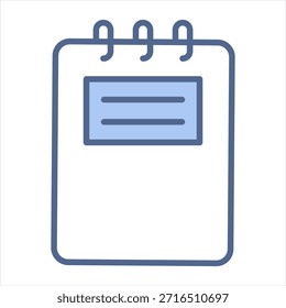Ilustración vectorial del icono azul del cuaderno