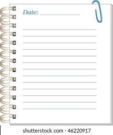 Notebook with blue paper clip