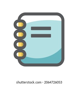 Notebook blue sketchpad Vector icon Cartoon illustration