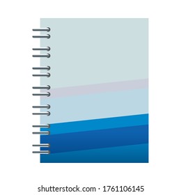 notebook with blue and white stationery template vector illustration design