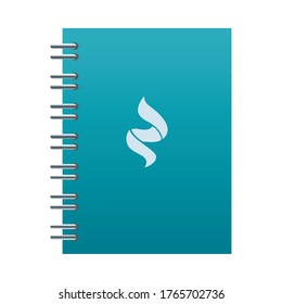 bloc de notas con diseño de ilustración vectorial de plantilla de papel azul y blanco