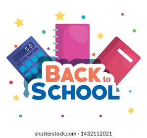 notebook with book and calculator elementary suppies