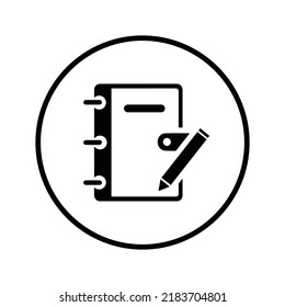 Notebook, book, catalog icon. Black vector graphics.
