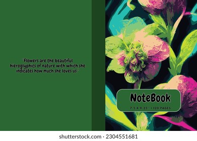 Notebook book cover, Beautiful flowers , 7.5''x9.25'' Book