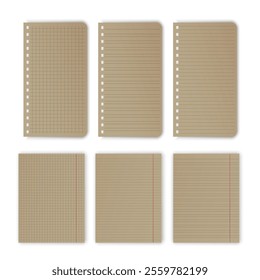 Notebook or book page, Sheets from notebook, Vector illustration