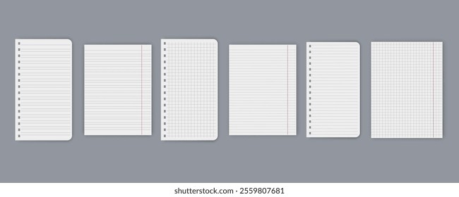 Notebook or book page, Sheets from notebook, Vector illustration