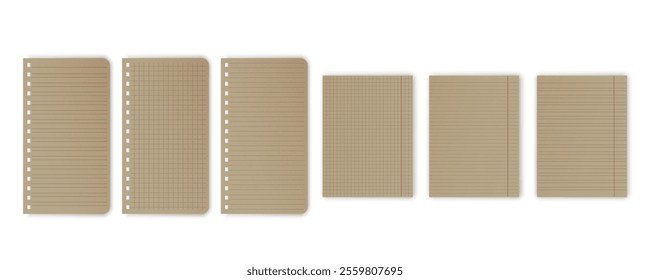 Notebook or book page, Sheets from notebook, Vector illustration