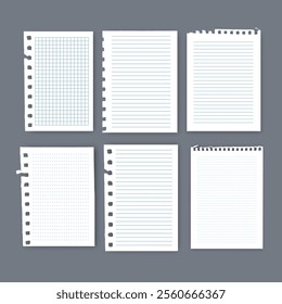 Notebook or book page, Sheets from notebook, Vector illustration