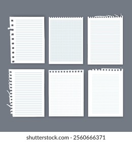 Notebook or book page, Sheets from notebook, Vector illustration