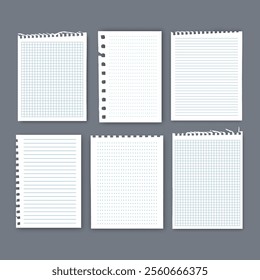 Notebook or book page, Sheets from notebook, Vector illustration