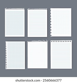 Notebook or book page, Sheets from notebook, Vector illustration