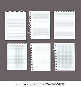 Notebook or book page, Sheets from notebook, Vector illustration