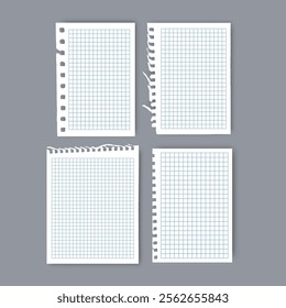 Notebook or book page, Sheets from notebook, Vector illustration