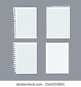 Notebook or book page, Sheets from notebook, Vector illustration