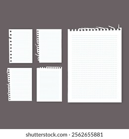 Notebook or book page, Sheets from notebook, Vector illustration