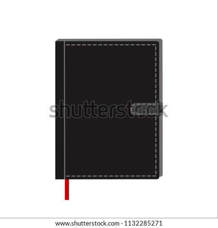 Notebook with bookmark, isolated on white background, vector illustration