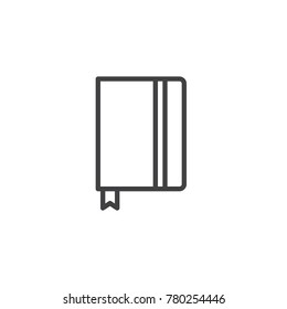 Notebook with bookmark line icon, outline vector sign, linear style pictogram isolated on white. Note book symbol, logo illustration. Editable stroke
