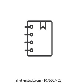Notebook bookmark outline icon. linear style sign for mobile concept and web design. Bookmarked diary simple line vector icon. Symbol, logo illustration. Pixel perfect vector graphics