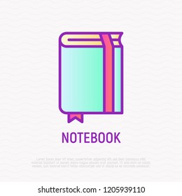 Notebook with bookmark thin line icon. Modern vector illustration.