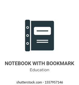 Notebook with bookmark vector icon on white background. Flat vector notebook with bookmark icon symbol sign from modern education collection for mobile concept and web apps design.