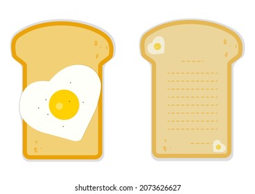 Notebook . Bread with egg. Enjoy your meal. Vector.