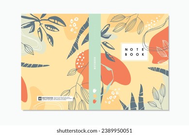 Diseño de portaobjetos o folletos para plantas, hojas y elementos florales. Plantilla de documento de fondo natural. Ilustración vectorial.