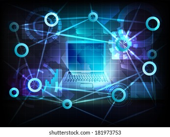 notebook in business world transfer network vector illustration
