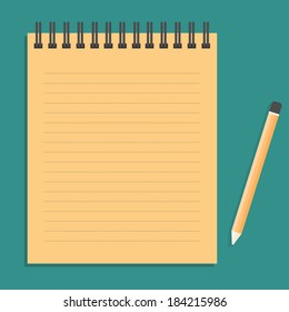 Notebook can shred and pencil vintage. vector illustration