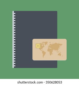 notebook with card vector icon