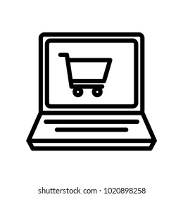 notebook cart shoping online outline icon