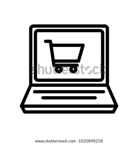notebook cart shoping online outline icon