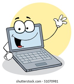 Notebook Cartoon Character Waving A Greeting