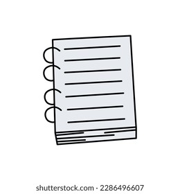 Notebook im Cartoon-Stil. Vektorgrafik von Notizblock einzeln auf weißem Hintergrund