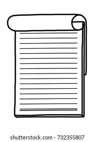 notebook / cartoon vector and illustration, black and white, hand drawn, sketch style, isolated on white background.