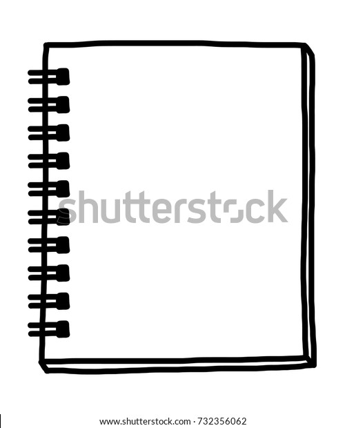 Notebook Cartoon Vector Illustration Black White Stock Vector Royalty Free