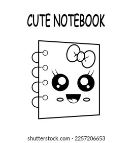 Notebook Cartoon vector illustration template for Coloring book. Drawing lesson for children	