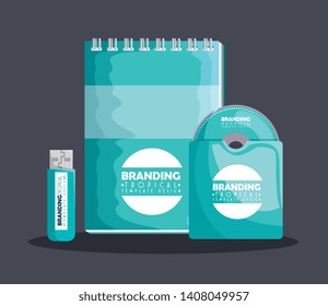 notebook with cd inside envelope and usb memory