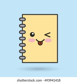 notebook character kawaii style vector illustration design