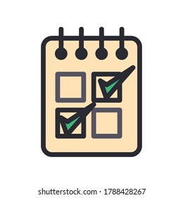 Notebook with check marks options line and fill style icon design, Questionary survey and exam theme Vector illustration