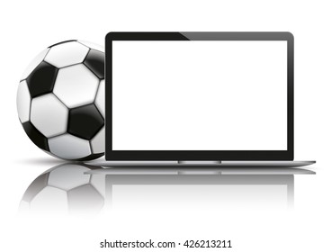 Notebook with classic football on the white background. Eps 10 vector file. 