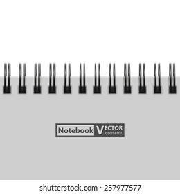 Notebook closeup isolated on white background. Vector illustration