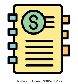 Notebook collateral icon outline vector. Time money. Marketing loan color flat