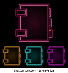 notebook color neon set. Simple thin line, outline vector of web icons for ui and ux, website or mobile application