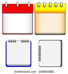 Notebook colorful icon set. Textbook empty elements vector illustration isolated on white