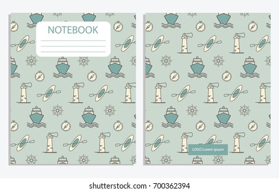 Notebook with colorful travel pattern 