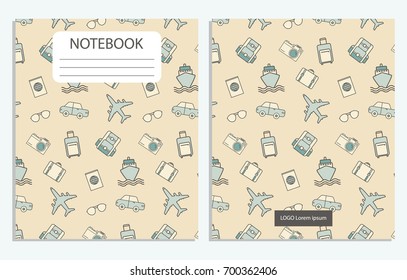 Notebook with colorful travel pattern 