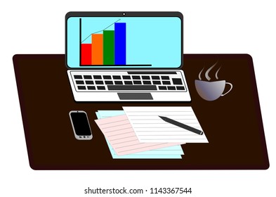 Notebook and Communication Tools Working papers on the table.